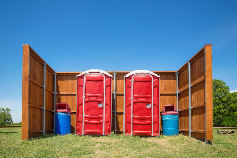 Short-term porta potty units staged for delivery in Sacramento, California